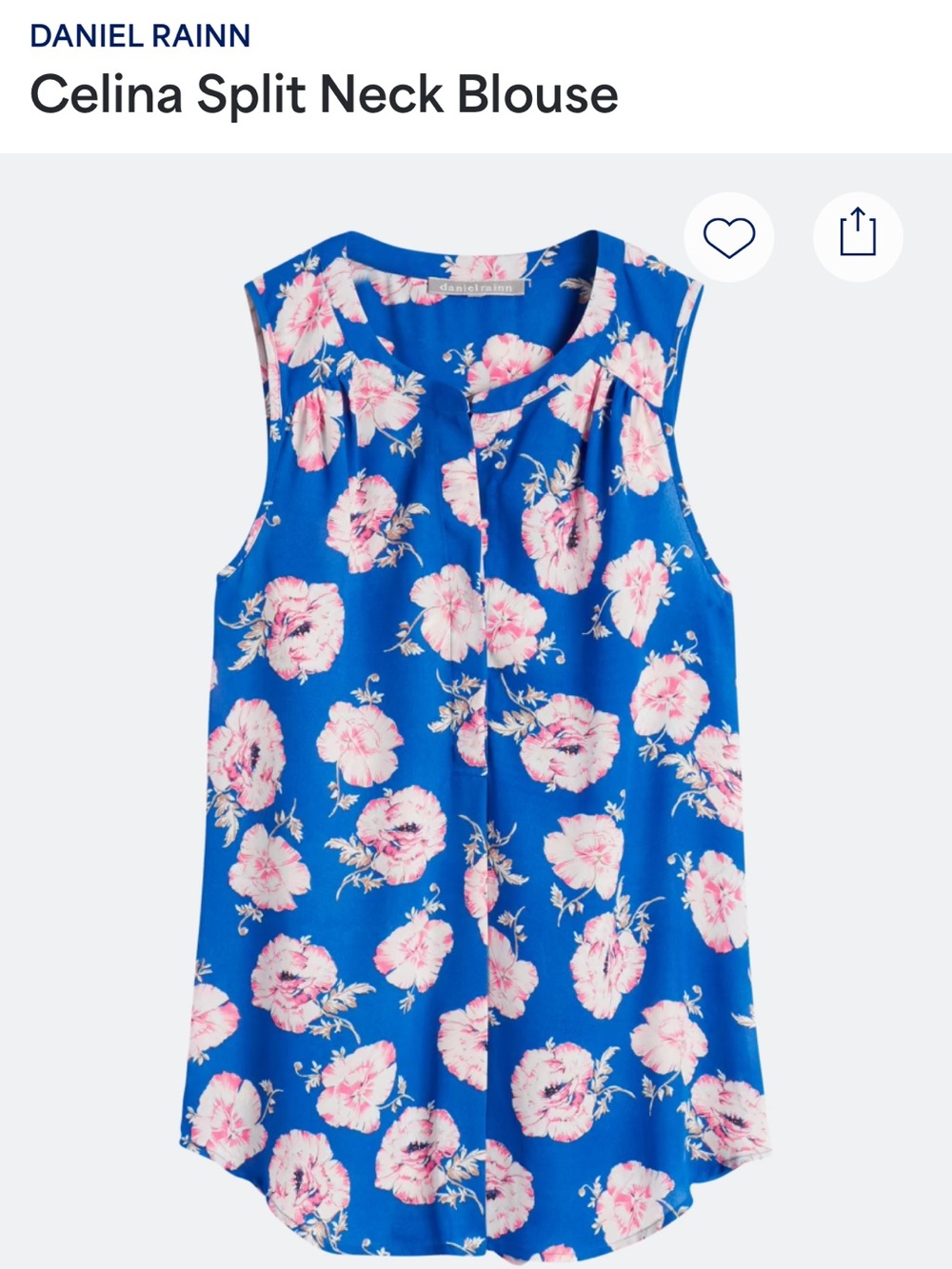 Daniel Rainn Royal Blue Floral Sleeveless Top